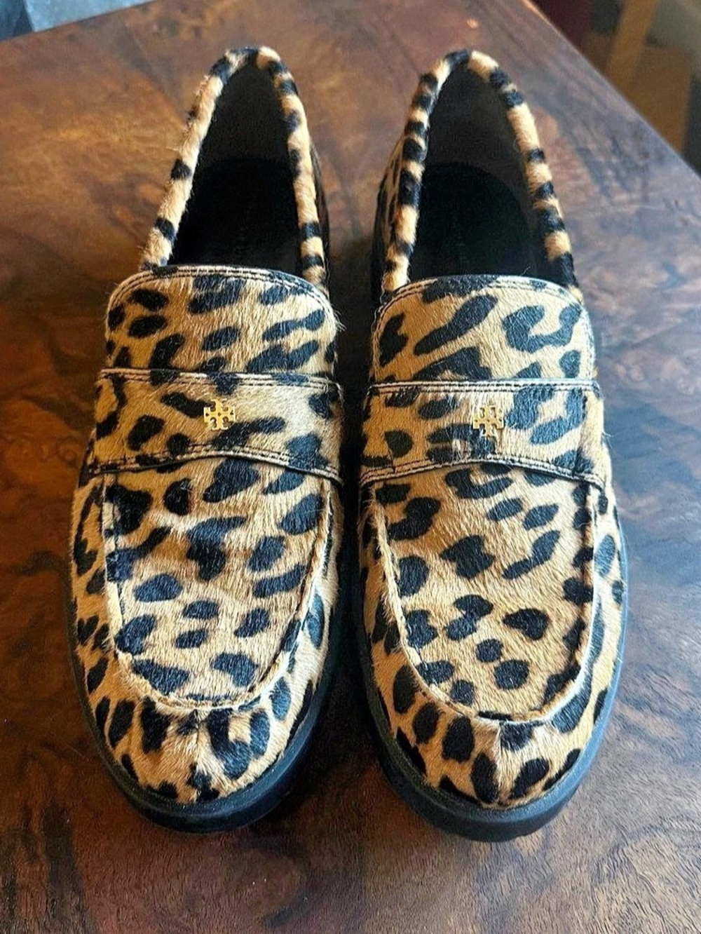 Tory Burch Classic Lug Loafer Leopard Print Brown & Black Ponyhair
